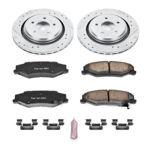 Cadillac XLR Brake Kit - Rear - PowerStop - Drilled & Slotted Rotors + Carbon-Fiber Ceramic Pads - `06-`09