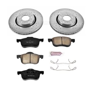 Volvo S60 Brake Kit - Front - PowerStop - Z23 Evolution Sport: Drilled & Slotted Rotors + Carbon-Fiber Ceramic Pads - `01-`09