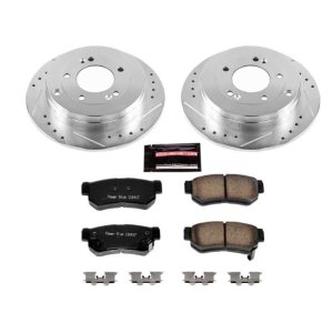 Hyundai Azera Brake Kit - Rear - PowerStop - Drilled & Slotted Rotors + Carbon-Fiber Ceramic Pads - `06-`09