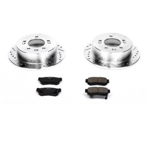 Hyundai Elantra Brake Kit - Rear - PowerStop - Drilled & Slotted Rotors + Carbon-Fiber Ceramic Pads - `07-`10