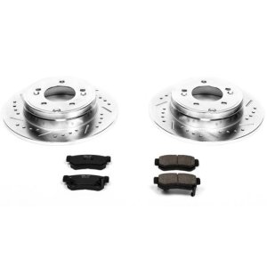 Hyundai Sonata Brake Kit - Rear - PowerStop - Drilled & Slotted Rotors + Carbon-Fiber Ceramic Pads - `06-`08
