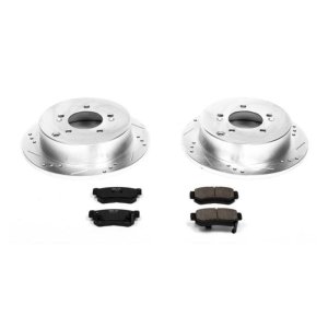 Hyundai Santa Fe Brake Kit - Rear - PowerStop - Drilled & Slotted Rotors + Carbon-Fiber Ceramic Pads - `01-`06