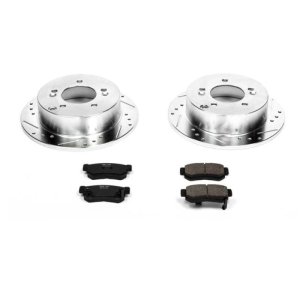 Hyundai Sonata Brake Kit - Rear - PowerStop - Drilled & Slotted Rotors + Carbon-Fiber Ceramic Pads - `06-`08
