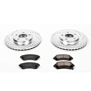 Buick Rendezvous Brake Kit - Front - PowerStop - Slotted/Drilled Rotors + Carbon-Fiber Ceramic Pads - `02-`06