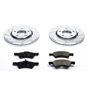 Dodge Caravan Brake Kit - Front - PowerStop - Drilled & Slotted Rotors + Carbon-Fiber Ceramic Pads - `03-`04