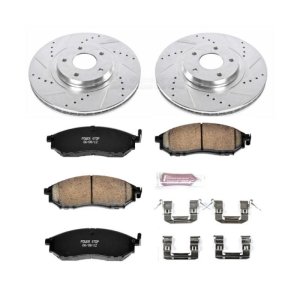 Nissan Murano Brake Kit - Front - PowerStop - Drilled & Slotted Rotors + Carbon-Fiber Ceramic Pads - `11-`14
