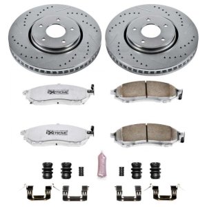 Infiniti FX35 Brake Kit - Front - PowerStop - Drilled & Slotted Rotors + Carbon-Fiber Ceramic Pads - `05-`12