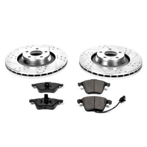 Audi A6 Quattro Brake Kit - Front - PowerStop - Z23 Evolution Sport + Drilled & Slotted Rotors + Carbon-Fiber Ceramic PADS - `05-`11