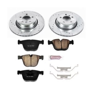 BMW 7 Series Brake Kit - Rear - PowerStop - Drilled & Slotted Rotors + Carbon-Fiber Ceramic Pads - `06-`08
