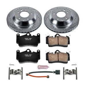Audi Q7 Brake Kit - Rear - PowerStop - Drilled & Slotted Rotors + Carbon-Fiber Ceramic Pads - `07-`15