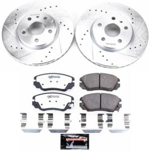 Buick Allure Brake Kit - Front - PowerStop - Drilled & Slotted Rotors + Carbon-Fiber Ceramic Pads - 2010