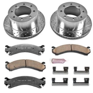 Chevrolet Silverado 3500 Brake Kit - Rear - PowerStop - Drilled & Slotted Rotors + Carbon-Fiber Ceramic Pads - `01-`06