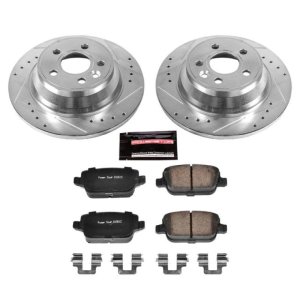 Volvo S80 Brake Kit - Rear - PowerStop - Drilled & Slotted Rotors + Carbon-Fiber Ceramic Pads - `07-`11