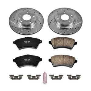 Land Rover Freelander Brake Pads + Rotors - Front - PowerStop - Z23 Evolution Sport, Drilled & Slotted Rotors + Carbon-Fiber Ceramic Pads - `02-`05