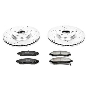 Acura MDX Brake Kit - Front - PowerStop - Drilled & Slotted Rotors + Carbon-Fiber Ceramic Pads - `07-`13
