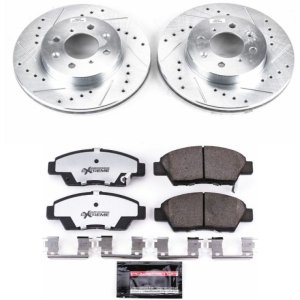 Honda Fit Brake Kit - Front - PowerStop - Drilled & Slotted Rotors + Carbon-Fiber Ceramic Pads - `09-`14