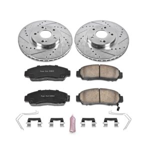 Acura TSX Brake Kit - Front - PowerStop - Drilled & Slotted Rotors + Carbon-Fiber Ceramic Pads - `11-`14