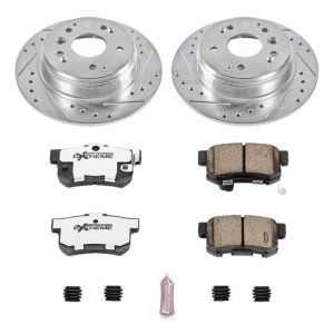 Acura TL Brake Kit - Rear - PowerStop - Drilled & Slotted Rotors + Carbon-Fiber Ceramic Pads - `04-`08