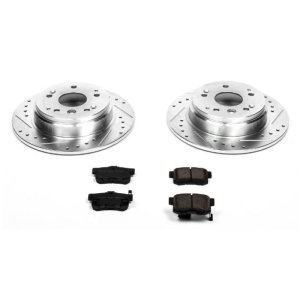 Acura TL Brake Kit - Rear - PowerStop - Drilled & Slotted Rotors + Carbon-Fiber Ceramic Pads - `04-`08