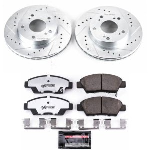 Honda CR-Z Brake Kit - Front - PowerStop - Drilled & Slotted Rotors + Carbon-Fiber Ceramic Pads - `11-`15