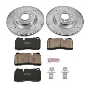Land Rover Range Rover Sport Brake Pads + Rotors - Front - PowerStop - Z23 Evolution Sport, Drilled & Slotted Rotors + Carbon-Fiber Ceramic Pads - `06-`09 Land Rover Range Rover Sport Brake Pads + Rotors - Front - PowerStop - Z23 Evolution Sport, Drilled & Slotted Rotors + Carbon-Fiber Ceramic Pads - `06-`09