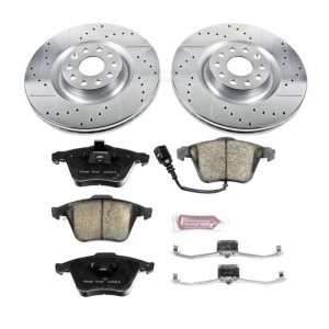 Volkswagen CC Brake Kit - Front - PowerStop - Drilled & Slotted Rotors + Carbon-Fiber Ceramic Pads - `09-`11