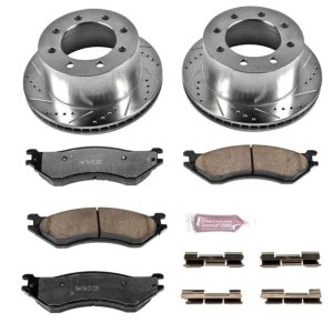 Dodge Ram 2500 Brake Kit - Rear - PowerStop - Drilled & Slotted Rotors + Carbon-Fiber Ceramic Pads - `01-`02