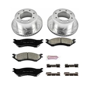 Dodge Ram 2500 Brake Kit - Rear - PowerStop - Drilled & Slotted Rotors + Carbon-Fiber Ceramic Pads - `01-`02