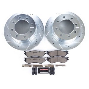 Dodge Ram 1500 Brake Kit - Rear - PowerStop - Z36 Truck & Tow + Drilled & Slotted Rotors + Carbon-Fiber Ceramic Pads - `06-`08