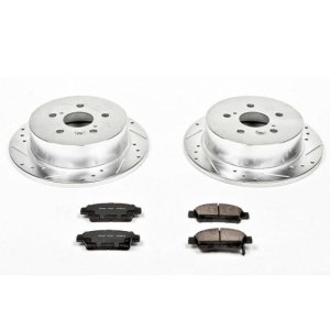 Toyota Sienna Brake Kit - Rear - PowerStop - Drilled & Slotted Rotors + Carbon-Fiber Ceramic Pads - `04-`10