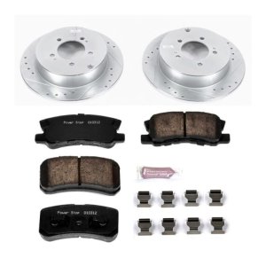 Mitsubishi Outlander Brake Kit - Rear - PowerStop - Drilled & Slotted Rotors + Carbon-Fiber Ceramic Pads - `07-`13