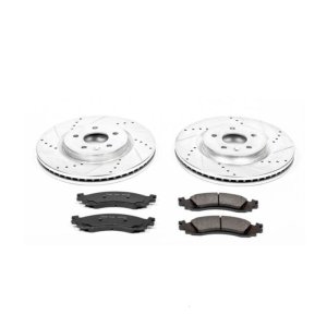 Ford Taurus Brake Kit - Front - PowerStop - Z23 Evolution Sport + Carbon-Fiber Ceramic Pads + Slotted/Drilled Rotors - 2010