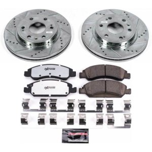 Chevrolet Tahoe Brake Kit - Front - PowerStop - Z36 Truck & Tow, Drilled & Slotted Rotors + Carbon-Fiber Ceramic Pads - `08-`19
