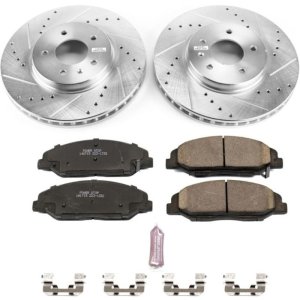 Cadillac STS Brake Kit - Front - PowerStop - Drilled & Slotted Rotors + Carbon-Fiber Ceramic Pads - `09-`11