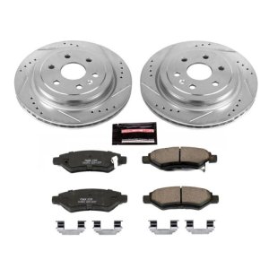 Cadillac SRX Brake Kit - Rear - PowerStop - Drilled & Slotted Rotors + Carbon-Fiber Ceramic Pads - `10-`16