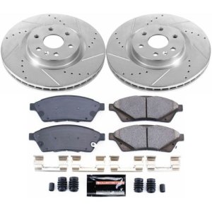 Cadillac SRX Brake Kit - Front - PowerStop - Z23 Evolution Sport - Drilled & Slotted Rotors + Carbon-Fiber Ceramic Pads - `10-`16
