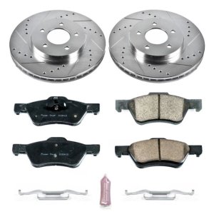 Ford Escape Brake Kit - Front - PowerStop - Drilled & Slotted Rotors + Carbon-Fiber Ceramic Pads - `10-`12