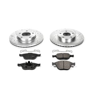 Ford Transit Connect Brake Kit - Front - PowerStop - Drilled & Slotted Rotors + Carbon-Fiber Ceramic Pads - `10-`13