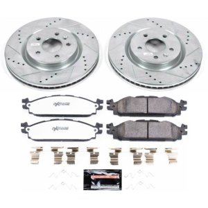 Ford Explorer Brake Kit - Front - PowerStop - Drilled & Slotted Rotors + Carbon-Fiber Ceramic Pads - `11-`19