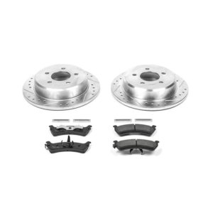 Ford Explorer Sport Brake Kit - Rear - PowerStop - Drilled & Slotted Rotors + Carbon-Fiber Ceramic Pads - `01-`02
