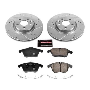 Land Rover Range Rover Evoque Brake Pads + Rotors - Front - PowerStop - Z23 Evolution Sport: Drilled & Slotted Rotors + Carbon-Fiber Ceramic Pads - `12-`15