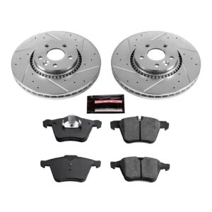 Volvo S60 Brake Kit - Front - PowerStop - Drilled & Slotted Rotors + Carbon-Fiber Ceramic Pads - `11-`14