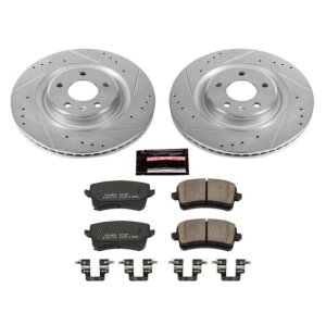 Audi Q5 Brake Kit - Rear - PowerStop - Drilled & Slotted Rotors + Carbon-Fiber Ceramic Pads - `13-`17