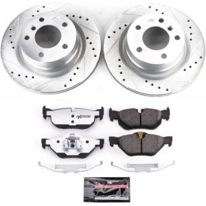 BMW 1 Series Brake Kit - Rear - PowerStop - Z26 Street Warrior with Drilled & Slotted Rotors + Carbon-Fiber Ceramic Pads - `08-`10