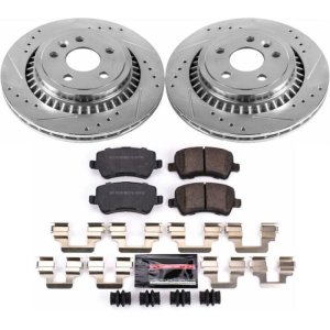 Volvo XC60 Brake Kit - Rear - PowerStop - Drilled & Slotted Rotors + Carbon-Fiber Ceramic Pads - `10-`17