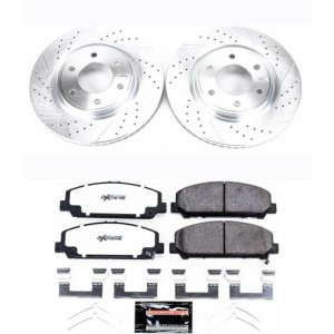 Nissan Armada Brake Kit - Front - PowerStop - Drilled & Slotted Rotors + Carbon-Fiber Ceramic Pads - `12-`15
