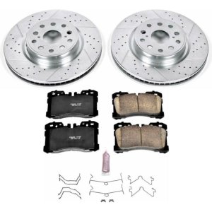 Lexus LS460 Brake Kit - Front - PowerStop - Drilled & Slotted Rotors + Carbon-Fiber Ceramic Pads - `10-`17