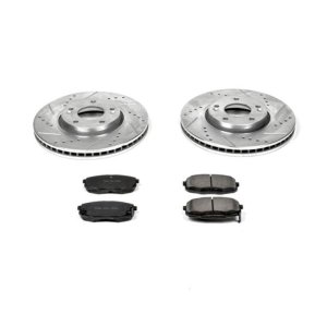 Kia Forte Brake Kit - Front - PowerStop - Z23 Evolution Sport: Drilled & Slotted Rotors + Carbon-Fiber Ceramic Pads - `10-`13