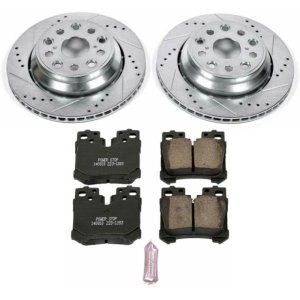 Lexus LS460 Brake Kit - Rear - PowerStop - Drilled & Slotted Rotors + Carbon-Fiber Ceramic Pads - `10-`17