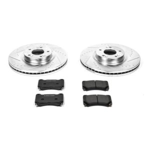 Hyundai Genesis Brake Kit - Front - PowerStop - Drilled & Slotted Rotors + Carbon-Fiber Ceramic Pads - `09-`14